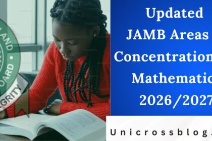 Updated JAMB Areas of Concentration for Mathematics 2026/2027