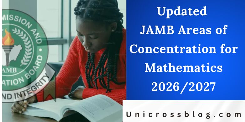 Updated JAMB Areas of Concentration for Mathematics 2026/2027