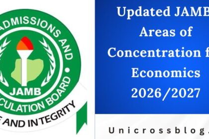 Updated JAMB Areas of Concentration for Economics 2026/2027