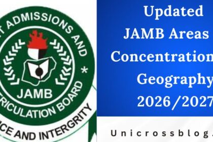 Updated JAMB Areas of Concentration for Geography 2026/2027