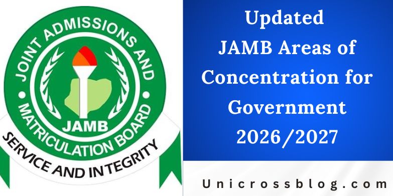 Updated JAMB Areas of Concentration for Government 2026/2027
