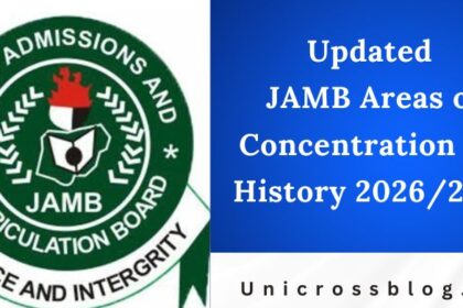 Updated JAMB Areas of Concentration for History 2026/2027